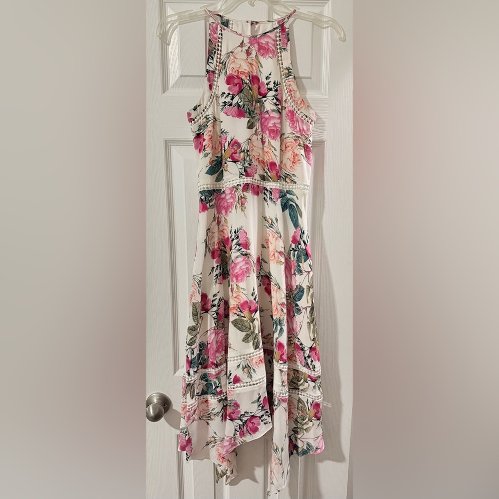 Floral Pink & Cream Halter Sundress